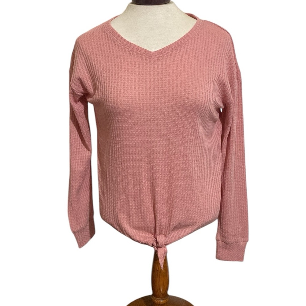 Walking on Sunshine Waffle Knit Long Sleeve Top Size XL